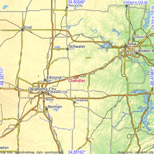 Topographic map of Chandler