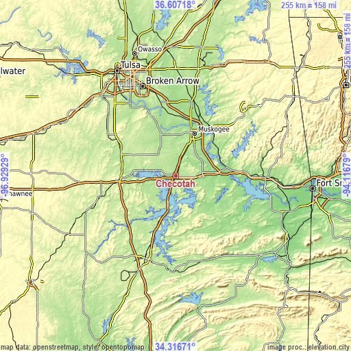 Topographic map of Checotah