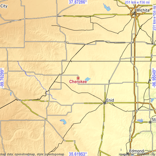 Topographic map of Cherokee