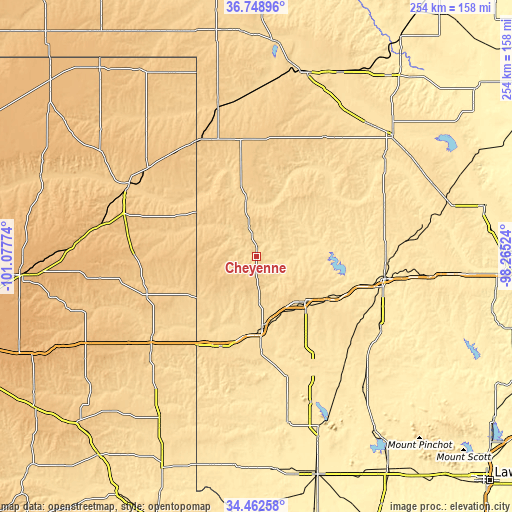 Topographic map of Cheyenne