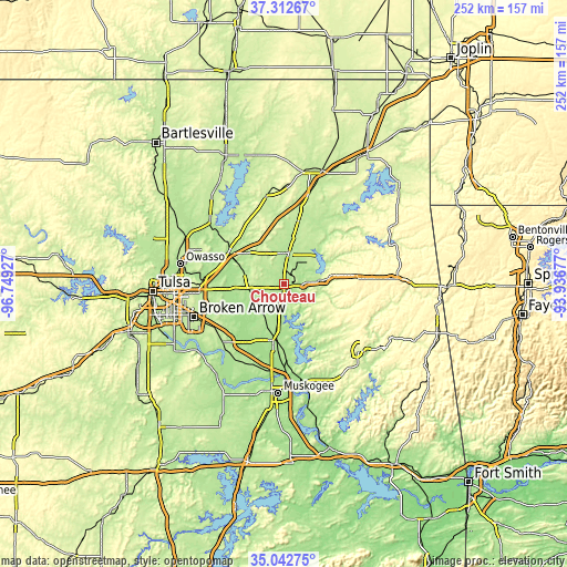 Topographic map of Chouteau