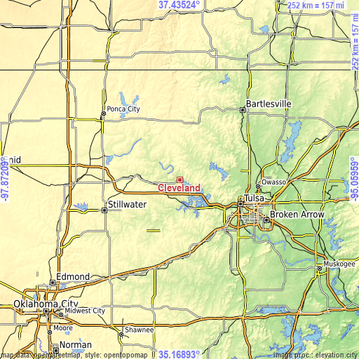 Topographic map of Cleveland