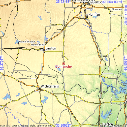 Topographic map of Comanche