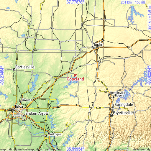 Topographic map of Copeland