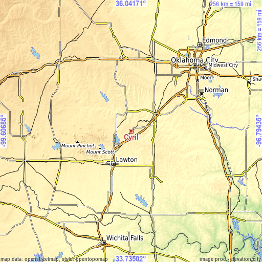 Topographic map of Cyril