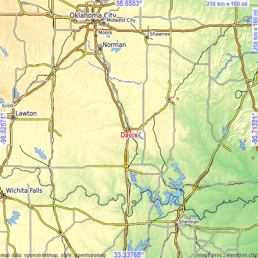 Topographic map of Davis