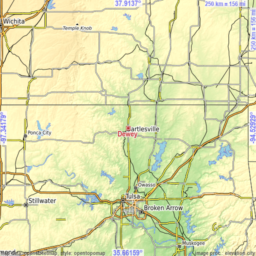 Topographic map of Dewey