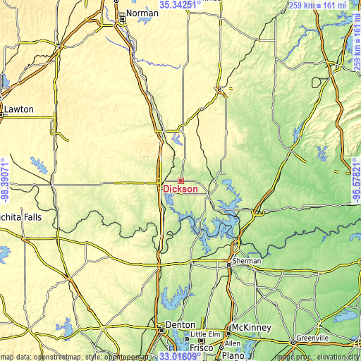 Topographic map of Dickson