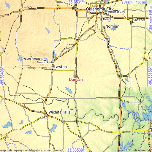 Topographic map of Duncan