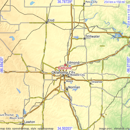 Topographic map of Edmond