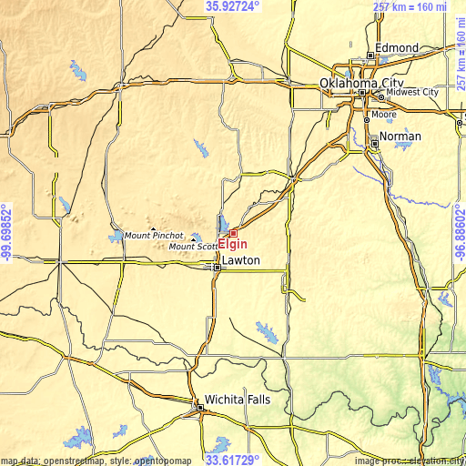 Topographic map of Elgin