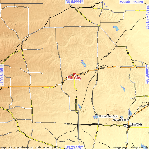 Topographic map of Elk City