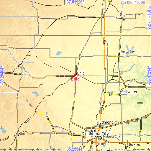 Topographic map of Enid