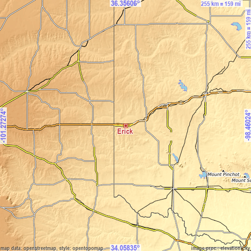 Topographic map of Erick