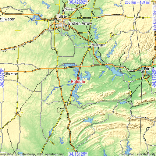 Topographic map of Eufaula