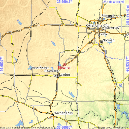 Topographic map of Fletcher