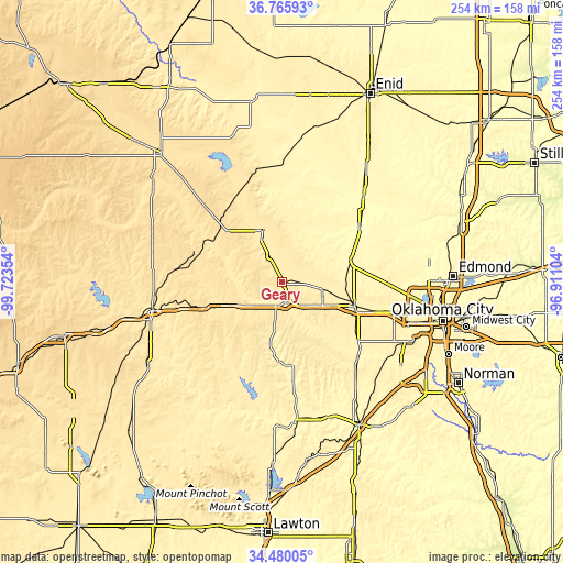 Topographic map of Geary