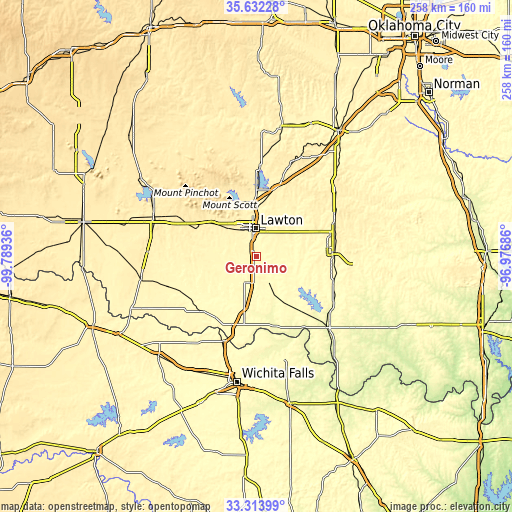 Topographic map of Geronimo