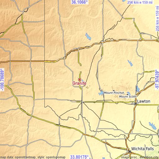 Topographic map of Granite