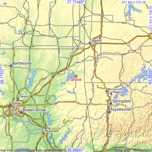 Topographic map of Grove