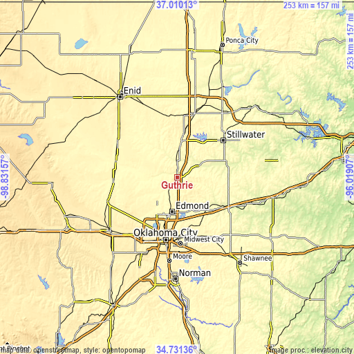 Topographic map of Guthrie