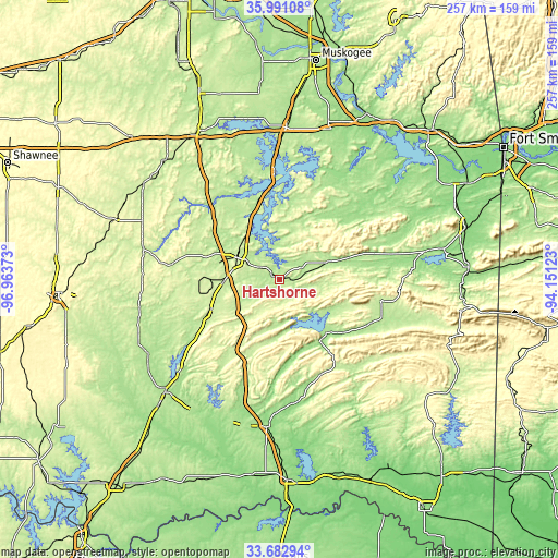 Topographic map of Hartshorne