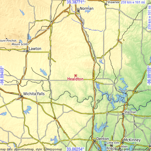 Topographic map of Healdton