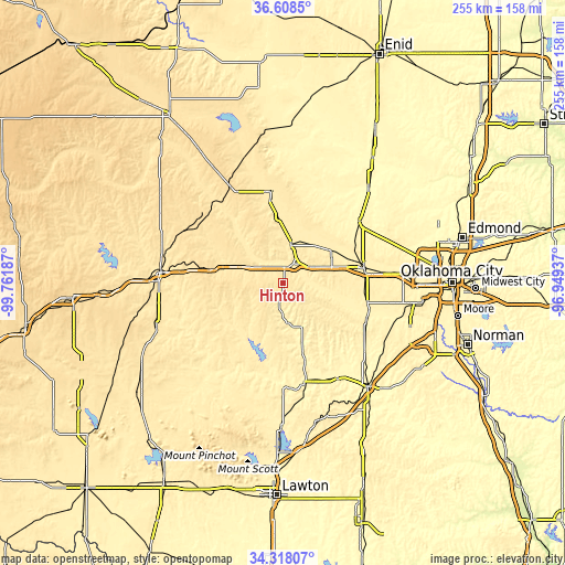 Topographic map of Hinton