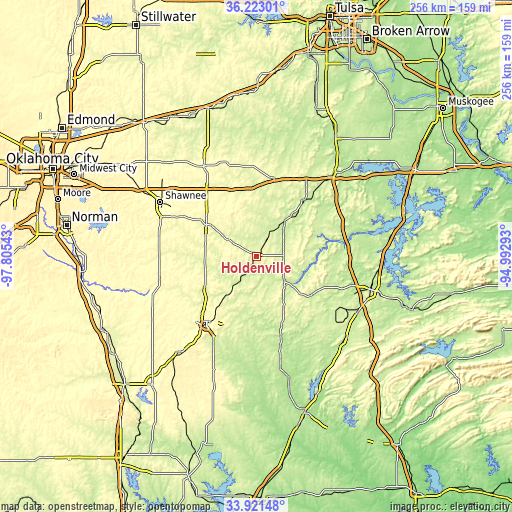 Topographic map of Holdenville