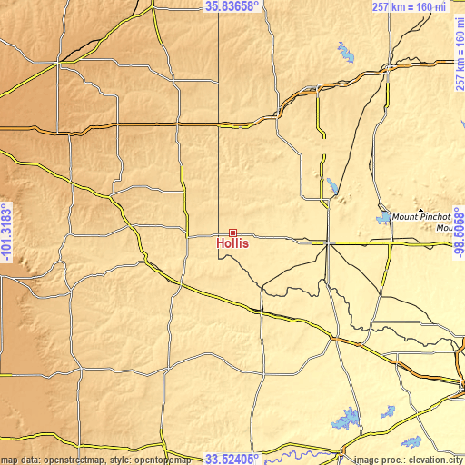 Topographic map of Hollis