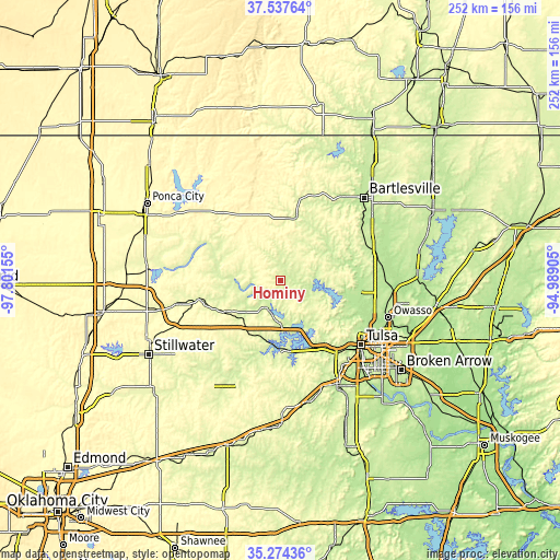 Topographic map of Hominy