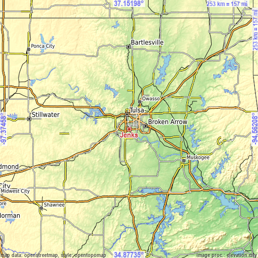 Topographic map of Jenks