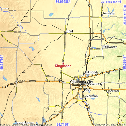 Topographic map of Kingfisher