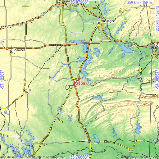 Topographic map of Krebs