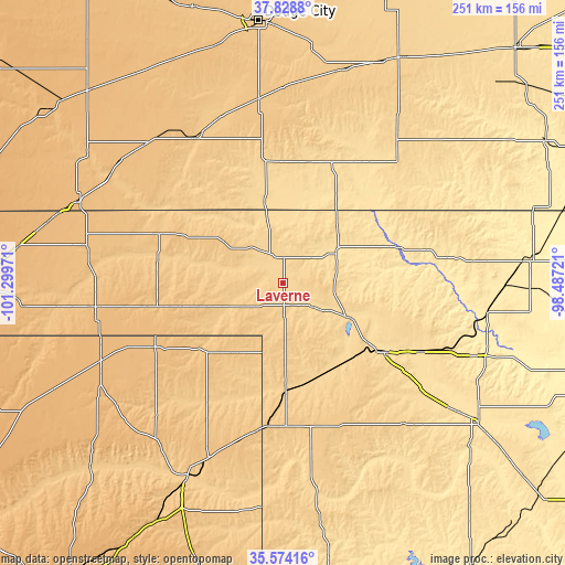 Topographic map of Laverne