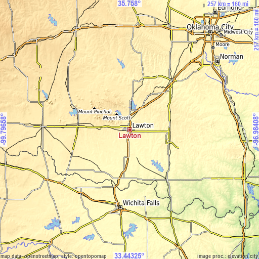 Topographic map of Lawton
