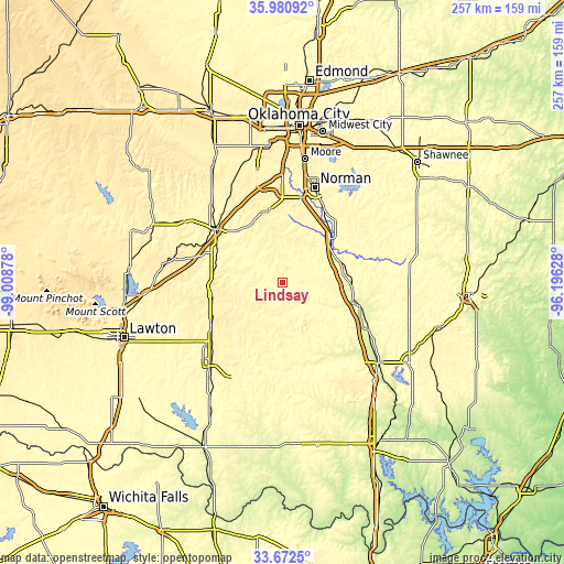 Topographic map of Lindsay