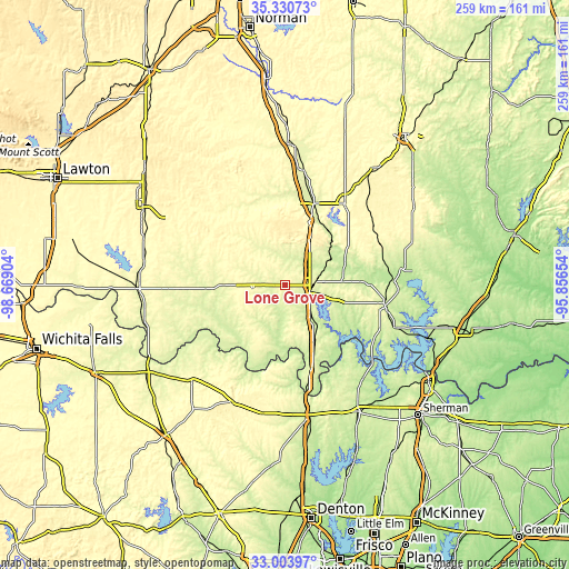 Topographic map of Lone Grove