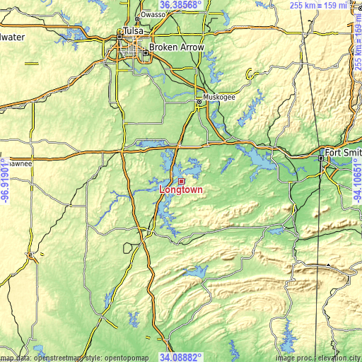 Topographic map of Longtown