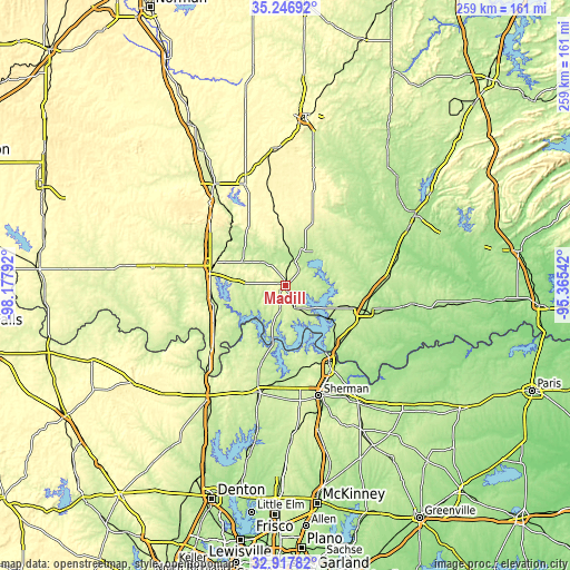 Topographic map of Madill