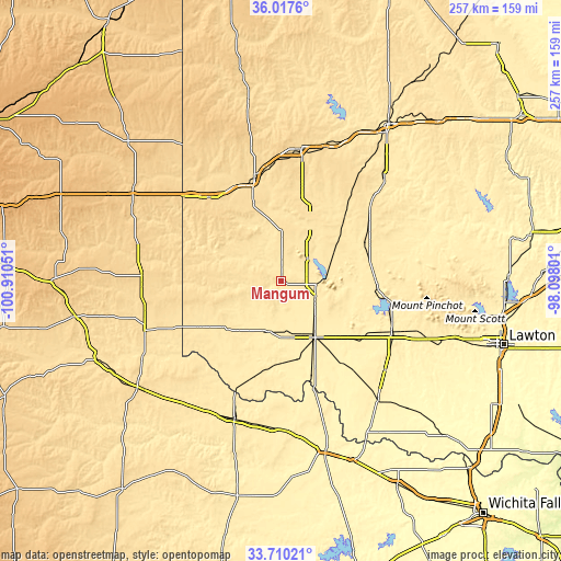 Topographic map of Mangum