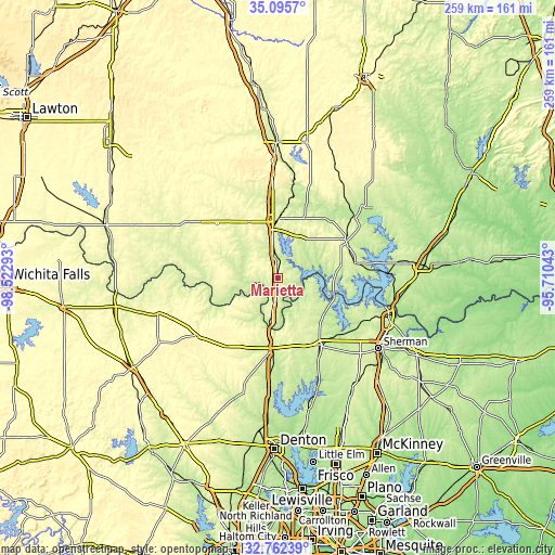 Topographic map of Marietta