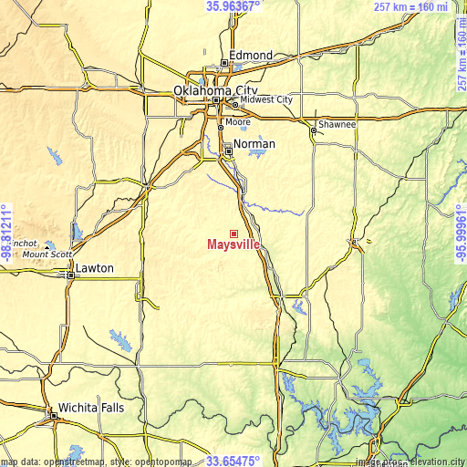 Topographic map of Maysville