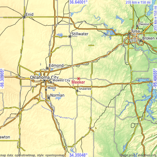 Topographic map of Meeker