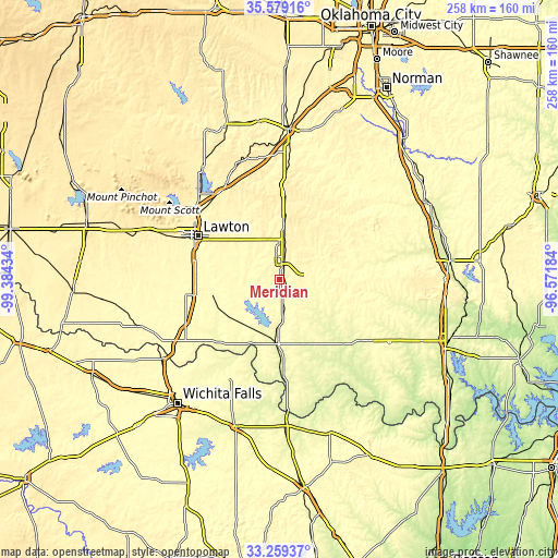 Topographic map of Meridian