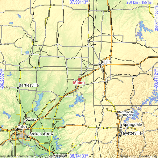 Topographic map of Miami