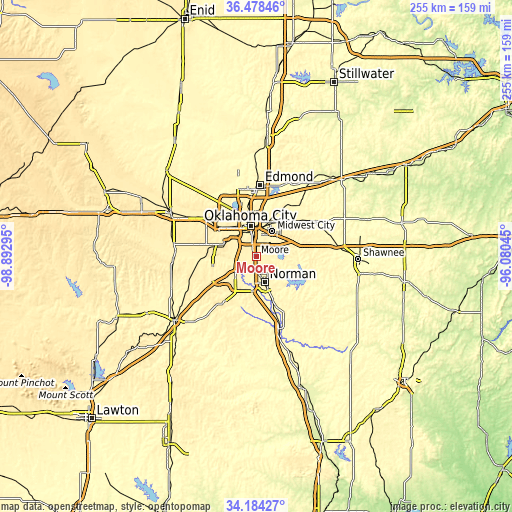 Topographic map of Moore