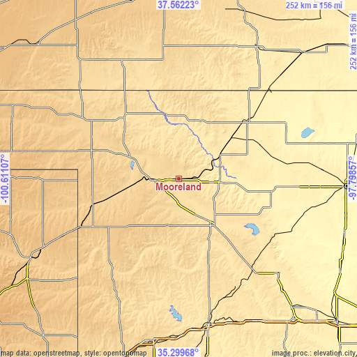 Topographic map of Mooreland