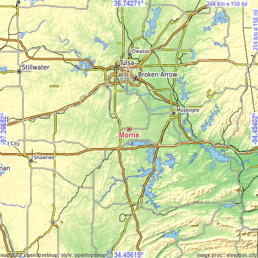 Topographic map of Morris