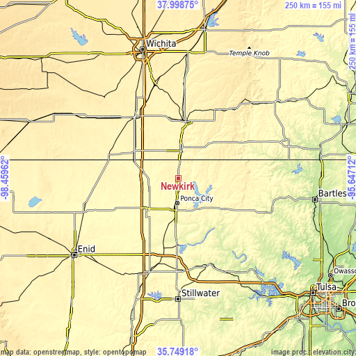 Topographic map of Newkirk